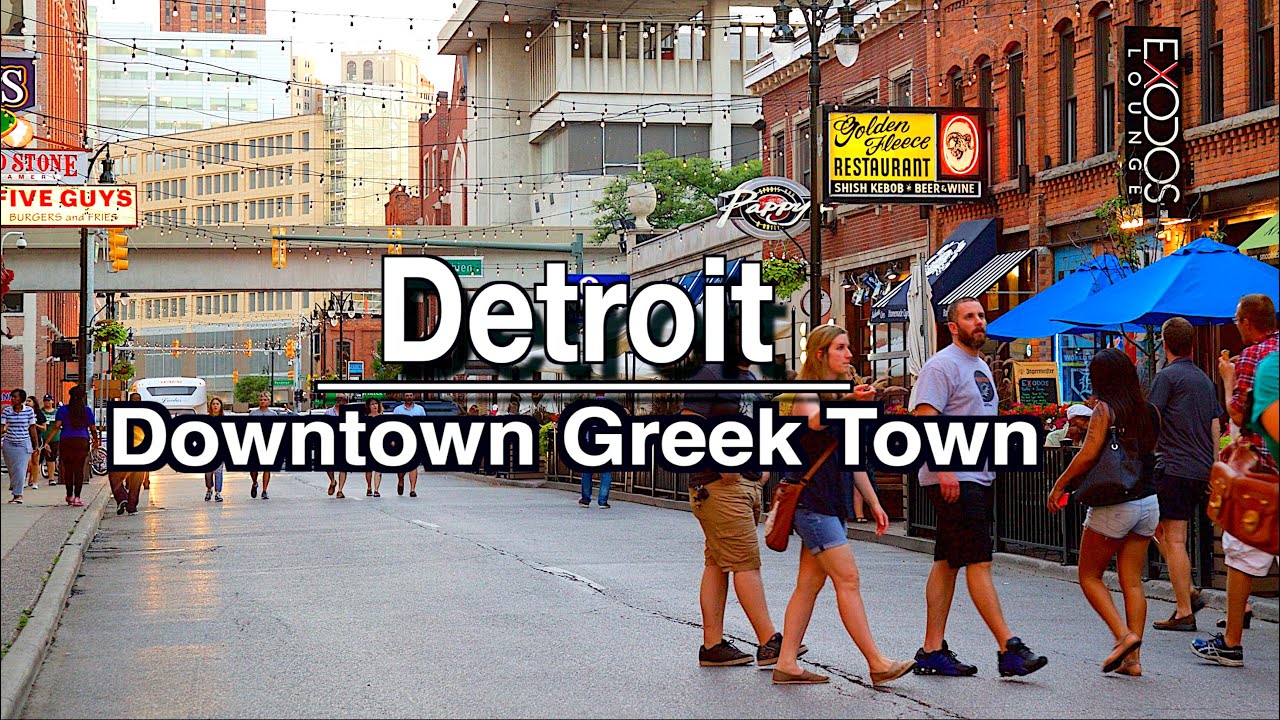 Downtown Detroit GreekTown Michigan Walking| UHD 5k 60FPS