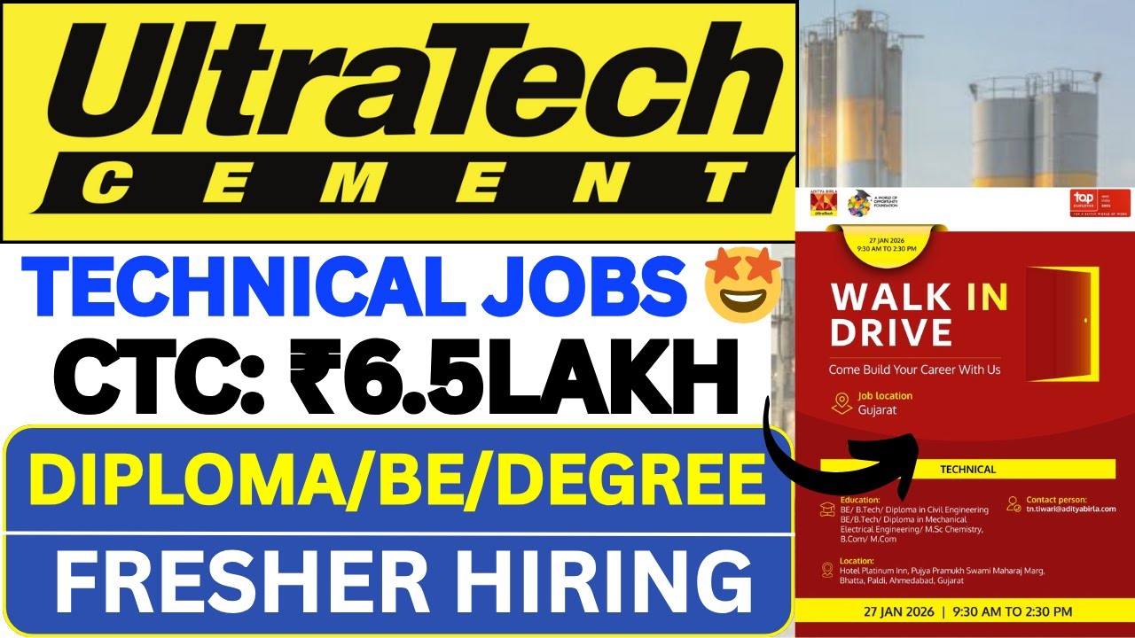 Ultratech Cement Recruitment 2026 | Aditya Birla Group Vacancy | Fresher ✅ | Diploma/B.Tech/Degree