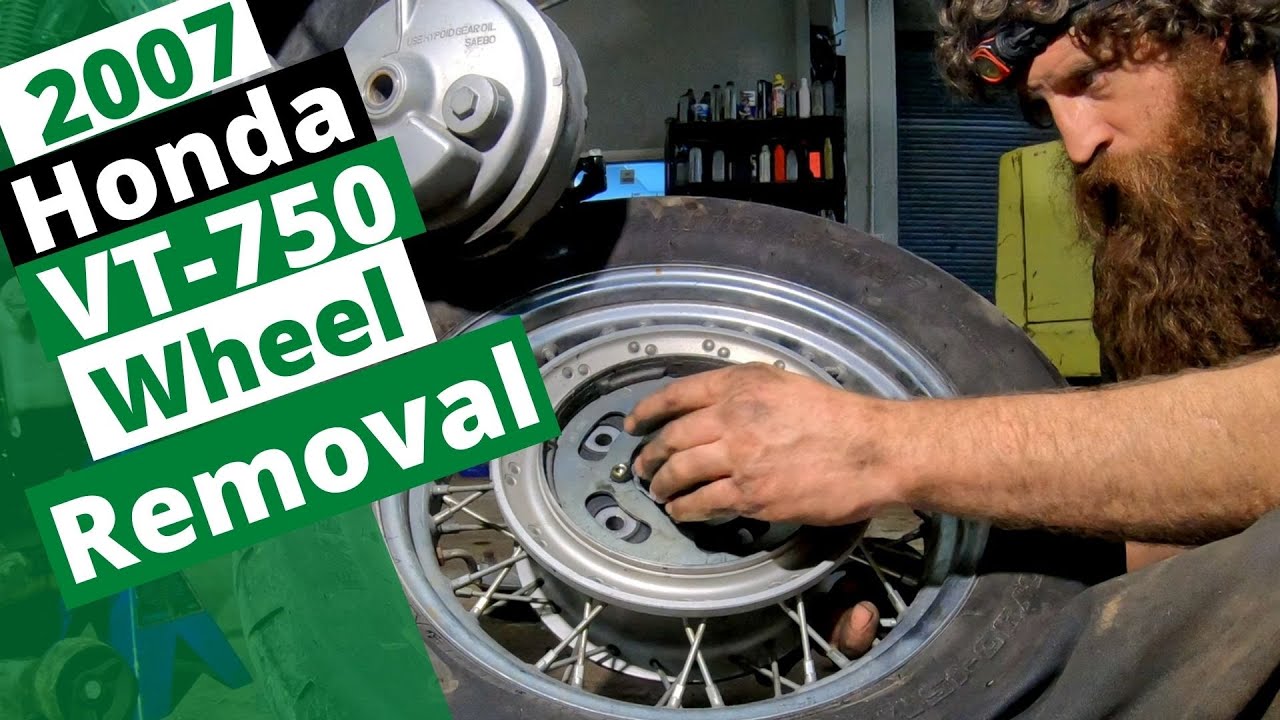 2007 Honda Shadow Front and Rear Wheel Removal and Installation. Full Process. Shaft Drive.