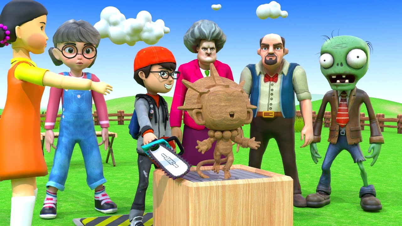 Scary Teacher 3D vs Squid Game Pop the Balloon or Find Love with Stranger in Door 5 Times Challenge