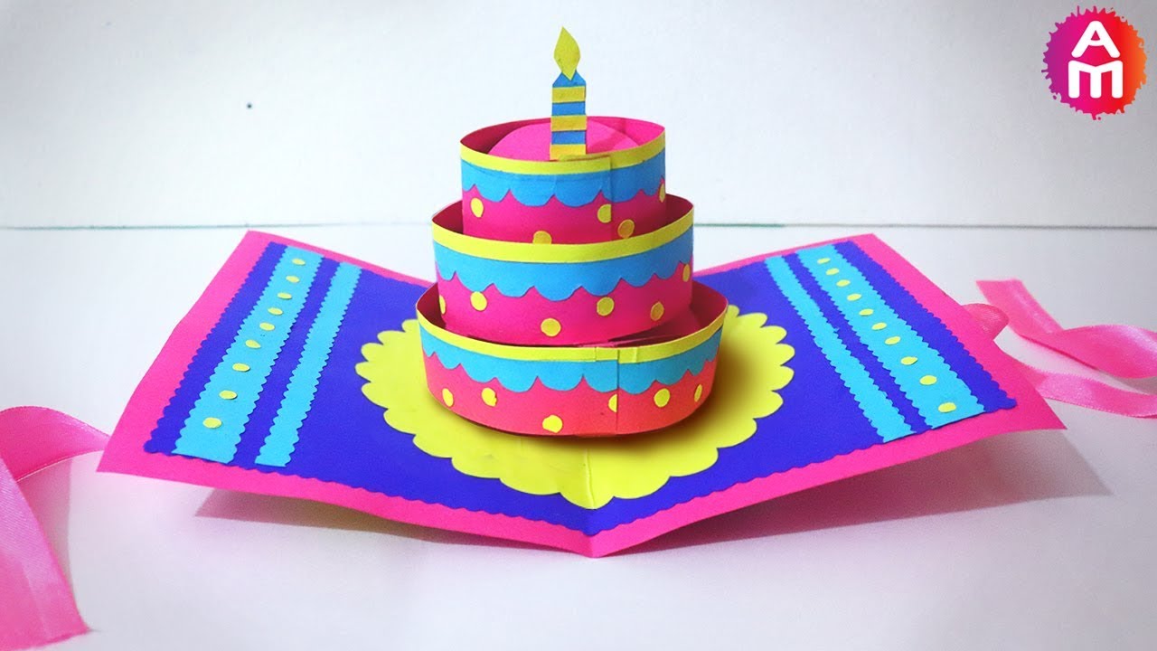 DIY-Beautiful Handmade Happy Birthday Card | 🎂3D Cake Pop Up Card | Artsy Madhu 35