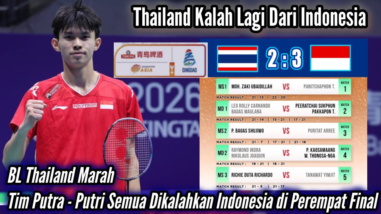 Komen BL Thailand usai Tim Putranya Kalah Lagi dari Indonesia dan Gagal Melaju ke Semi Final BATC