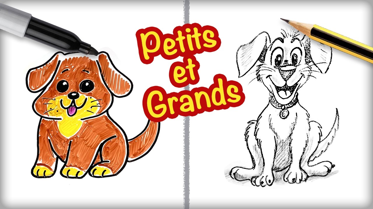 Le même dessin pour petits et grands - on dessine ensemble un chien 🐶 🐕