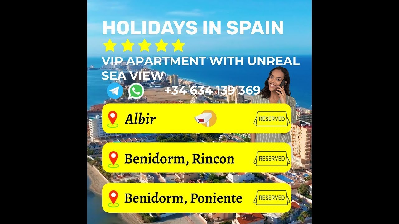 LIVE CAMERA . Apartamento VIP con vistas espectaculares en Benidorm. Playa Poniente.