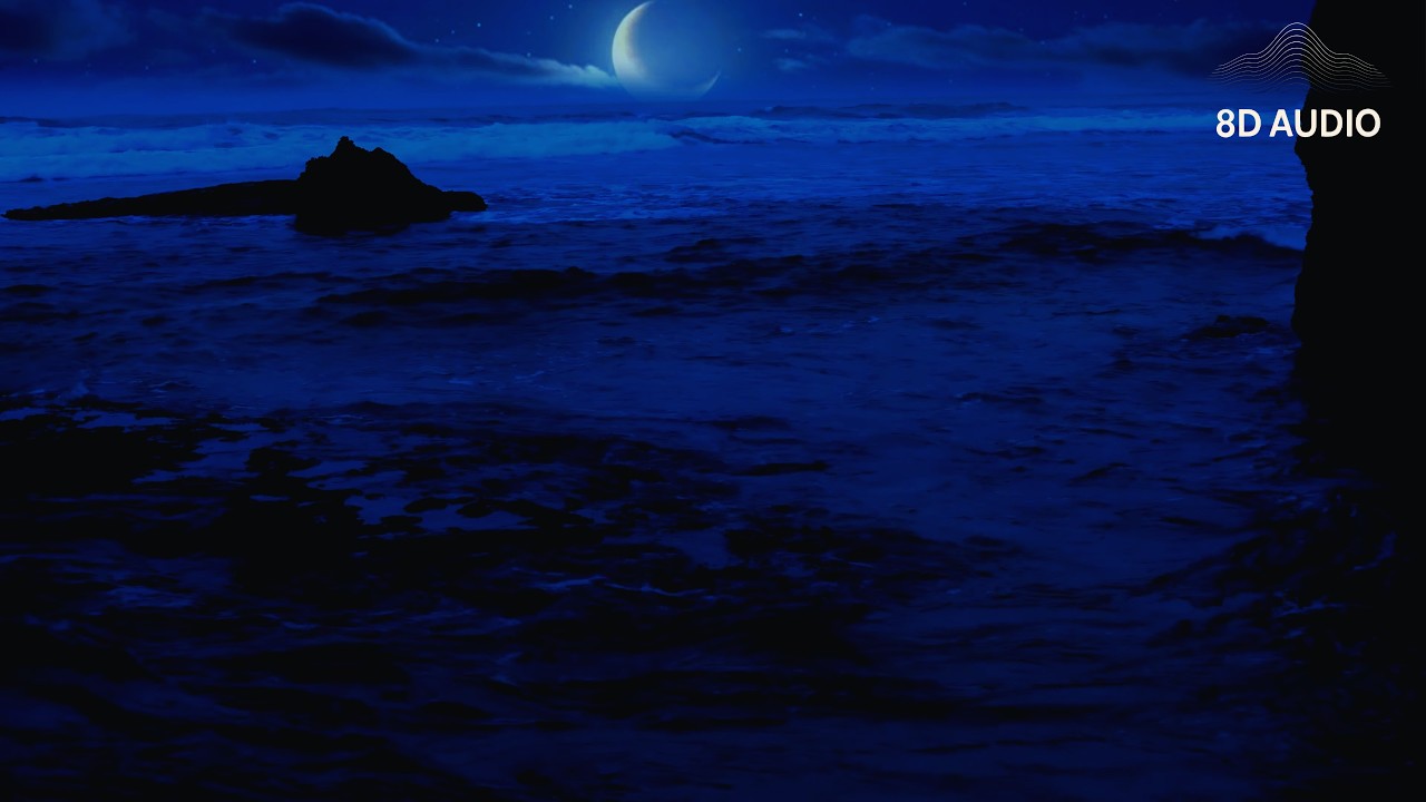 Deep Ocean Sounds to Sleep Instantly (11 Hours) 🌑 Moonlight Waves Hitting Rocks Ambience