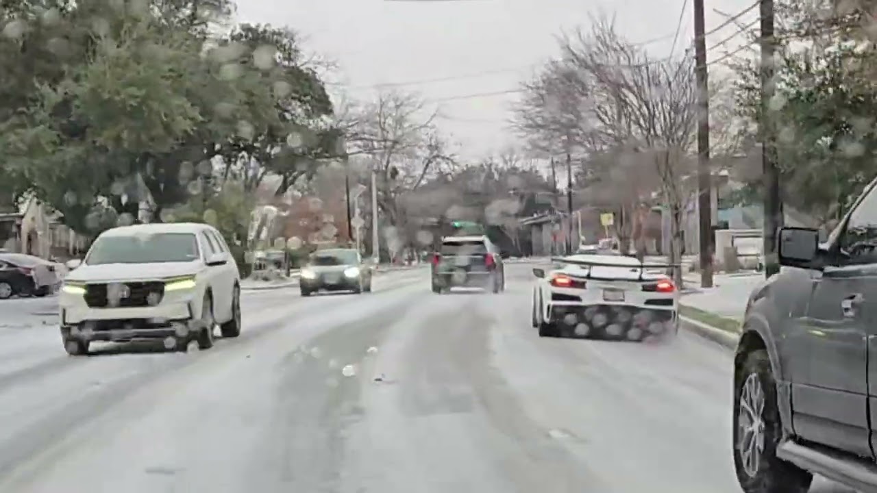 Driving in Sleet Storm Dallas Texas 