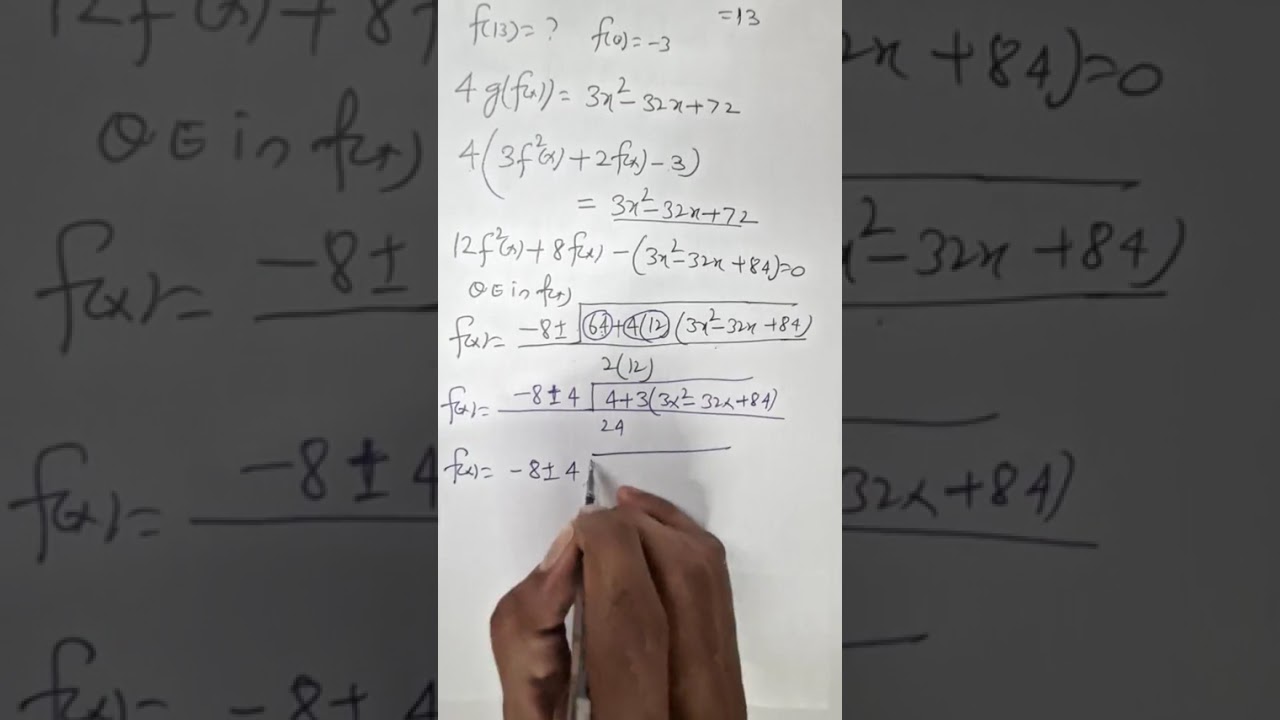 JAN 28 2026 M if g(X)=3X²+2X-3, f(0)=-3, 4g(f(X)=3X²-32X+72, then f(g(2))...