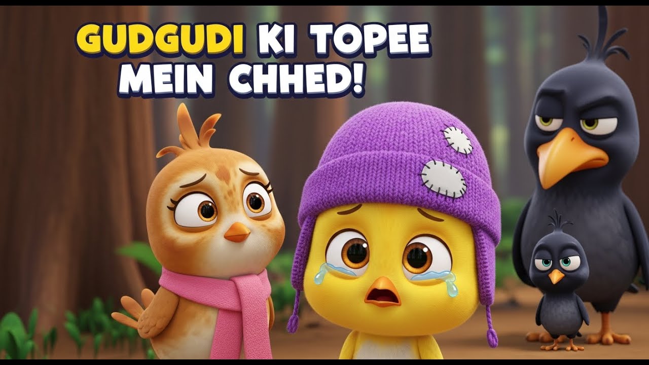 गुदगुदी की टोपी में छेद | झपली चिड़िया और गुदगुदी चिड़िया | कार्टून चिड़िया | Hindi Kahani Dekhao