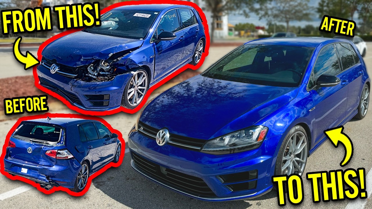 Rebuilding A WRECKED Salvage Auction 2017 MK7 Volkswagen Golf R In 10 Minutes!