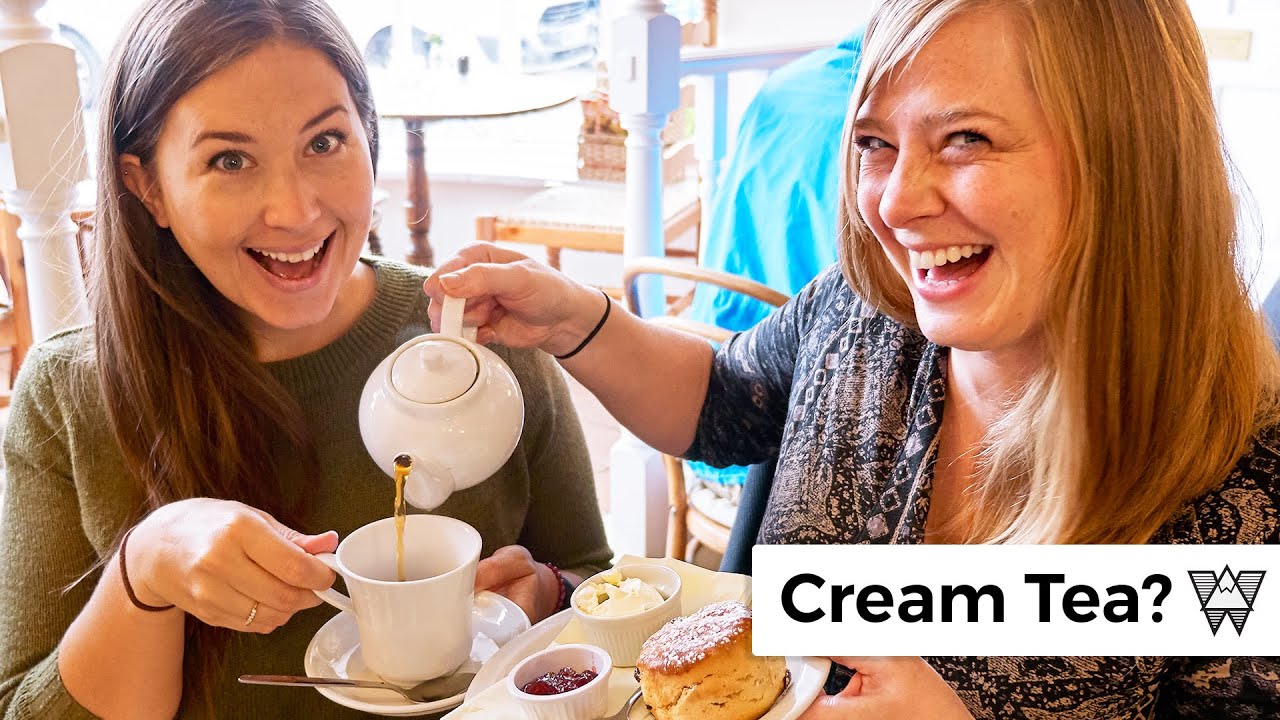 Americans try traditional CREAM TEA in Cotswolds England
