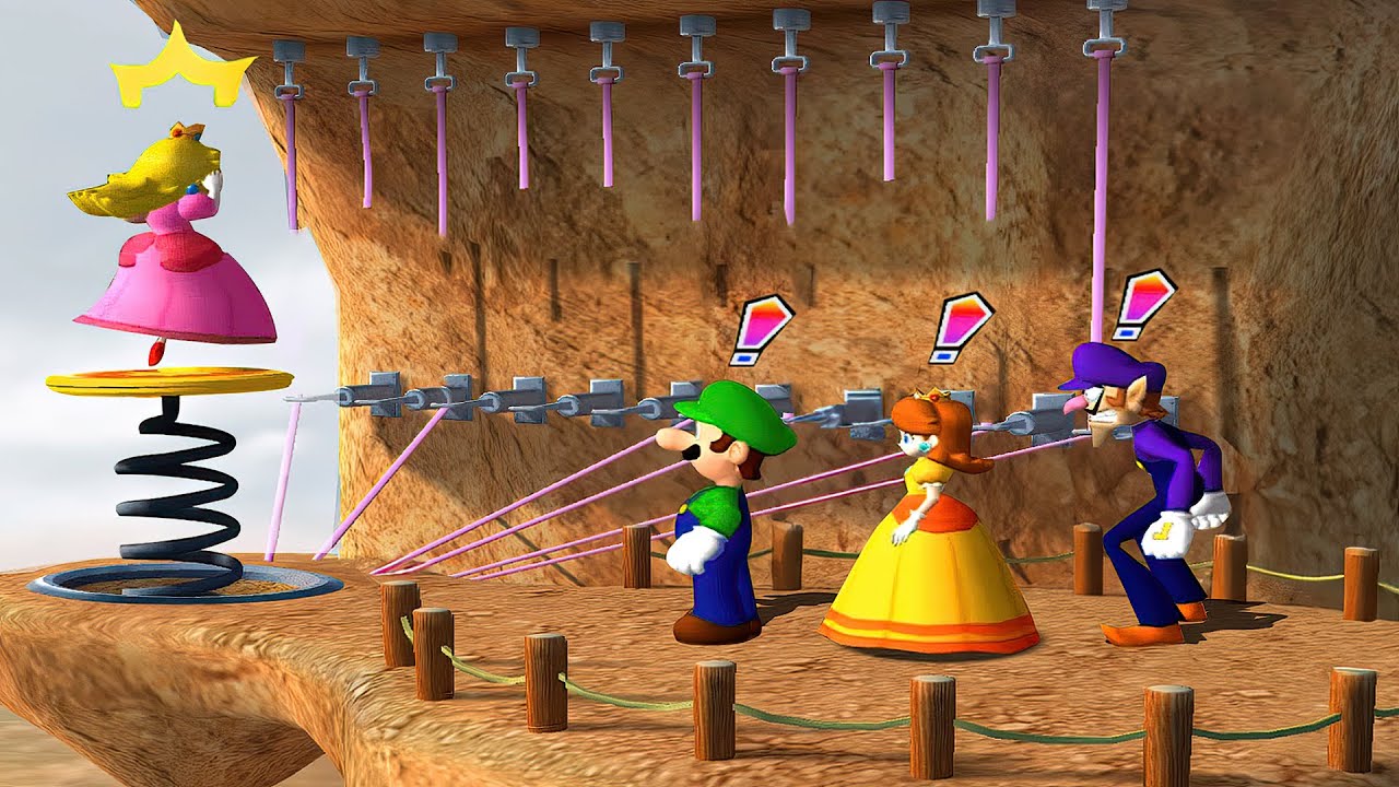Mario Party 8 Minigames - Waluigi Vs Luigi Vs Peach Vs Daisy ( Hardest Difficulty )