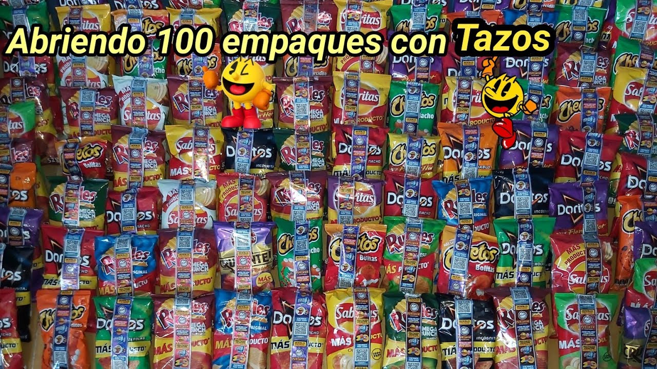 Abriendo 100 Doritos/Ruffles/Sabritas/Cheetos con tazos de Pacman