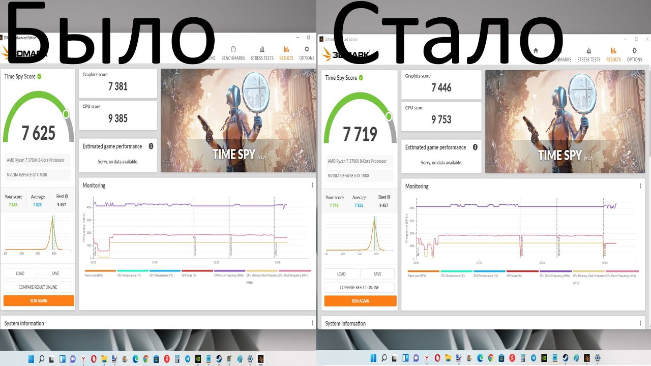 Сравниваю в 3D Mark обновления Windows 11 последнее обновление 22000.258 и 22000.194