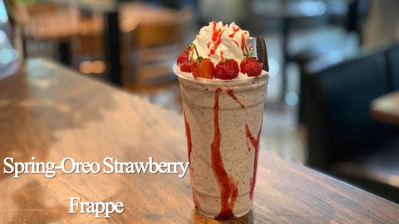 Кафе Влог EP.196 | Фирменные напитки | Spring-Oreo Strawberry Frappe | Каждый может это сделать