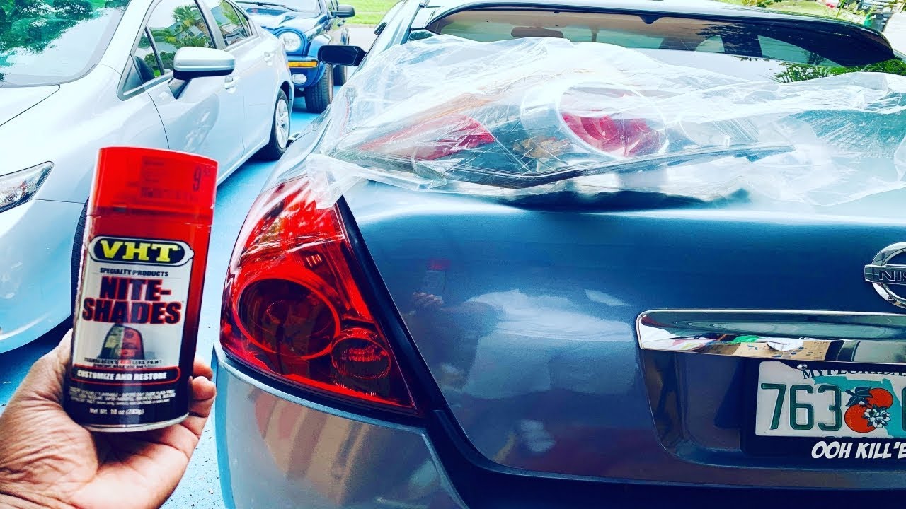 MY NISSAN ALTIMA BUILD PART 9: RED VHT NIGHT SHADING MY TAIL LIGHTS.