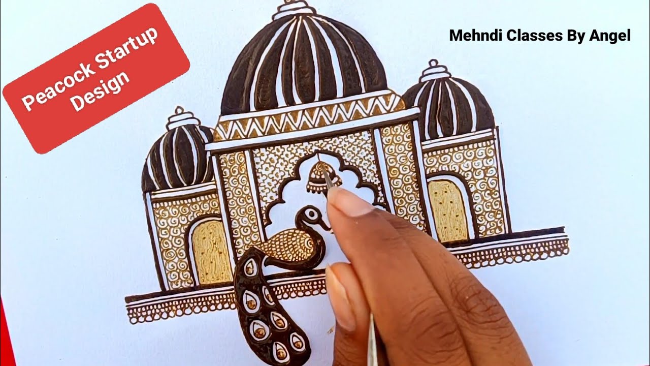 Beautiful Peacock Startup Design For Beginners!! Mehndi Classes By Angel!! Mehndi Course!!