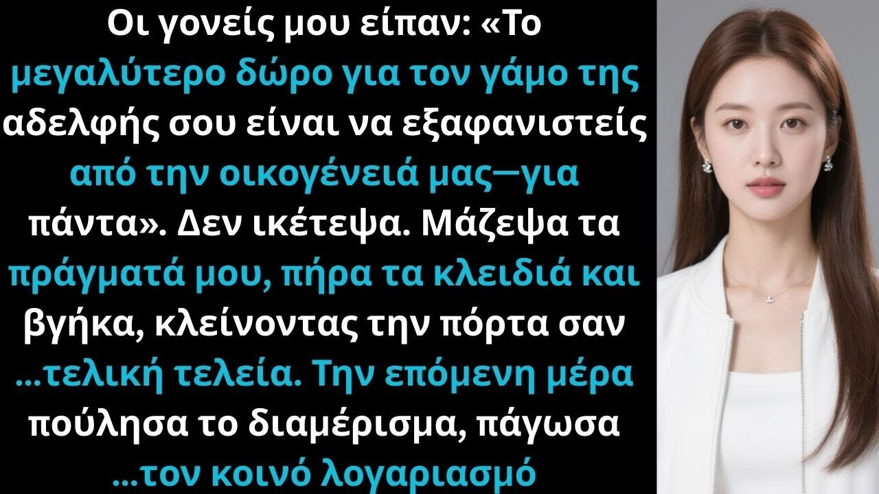 Οι γονείς μου είπαν: «Το καλύτερο δώρο για τον γάμο της αδελφής σου είναι να εξαφανιστείς.»