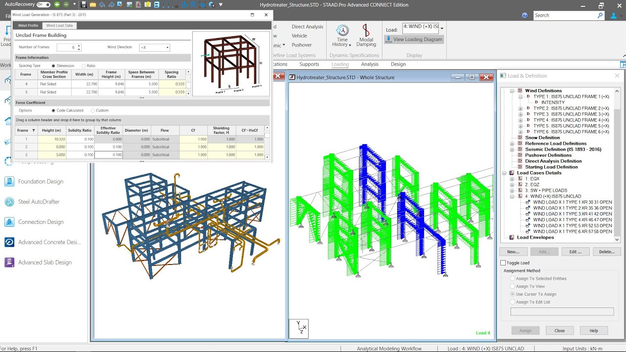 Generation of Wind Load in STAAD - Part 3: Unclad Frame Piperack Structure|| Solidity Ratio || IS875