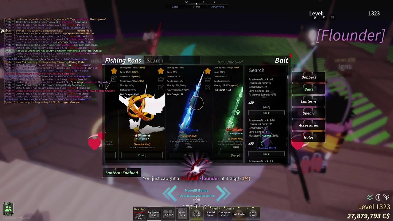Fisch: Day 59 Grinding for Rare Rods & Compete the Bestiary + Scoria Reach & Admin abuse