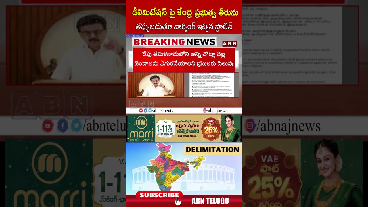 డీలిమిటేషన్ పై కేంద్ర ప్రభుత్వ తీరును తప్పుబడుతూ వార్నింగ్ ఇచ్చిన స్టాలిన్ #delimitation #cmstalin
