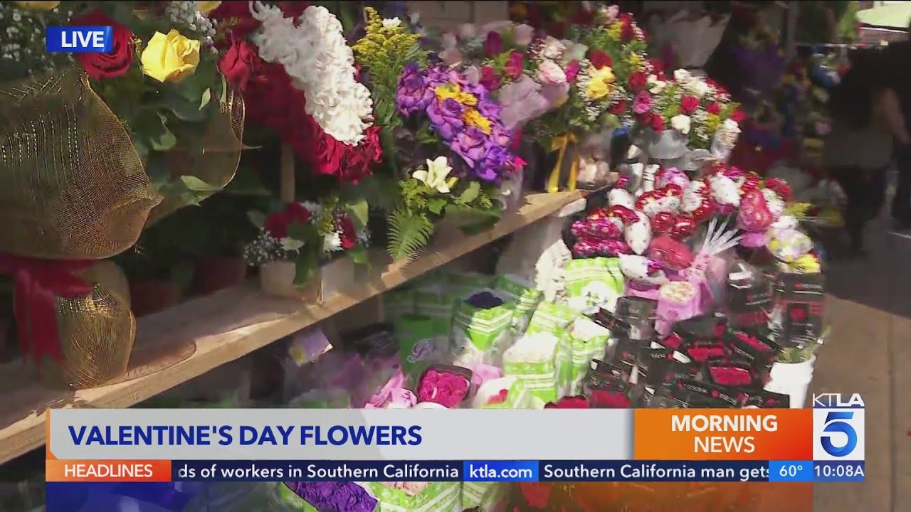 Lovers descend upon California Flower Mall for last-minute Valentine’s Day gifts 