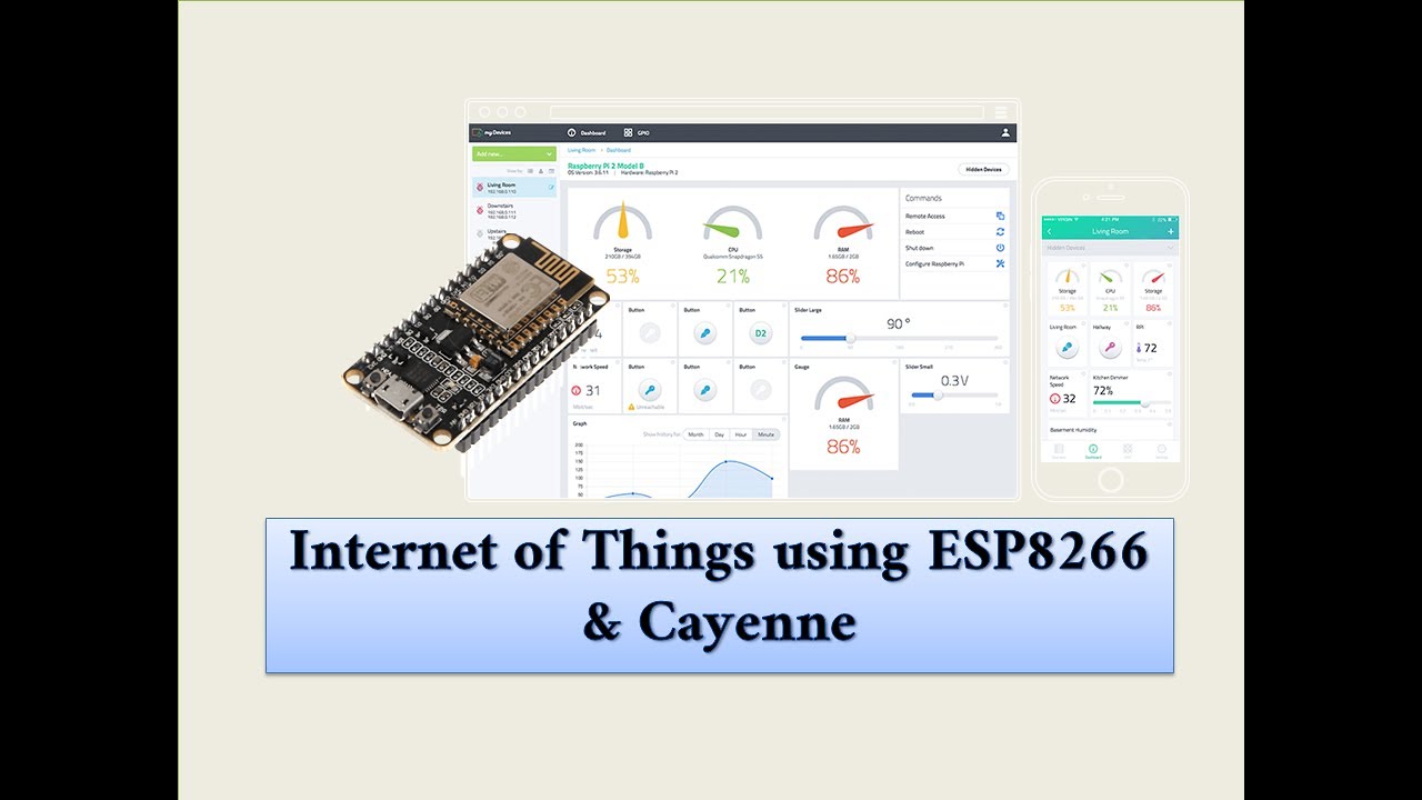 IoT using ESP8266 Node MCU & Cayenne Dashboard