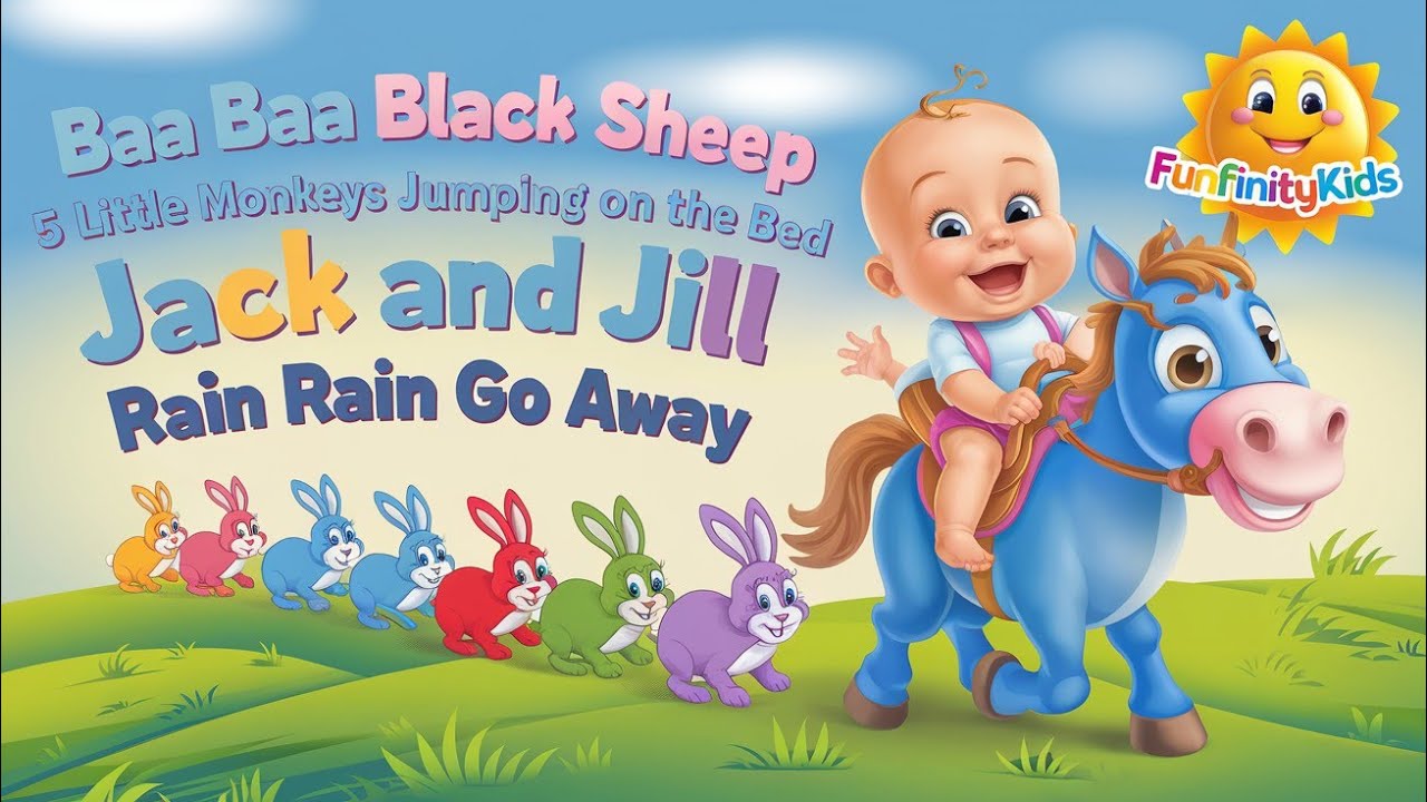 Fun Kids Nursery Rhymes Compilation | Baa Baa Black Sheep, Five Little Monkeys  | funfinity Kids
