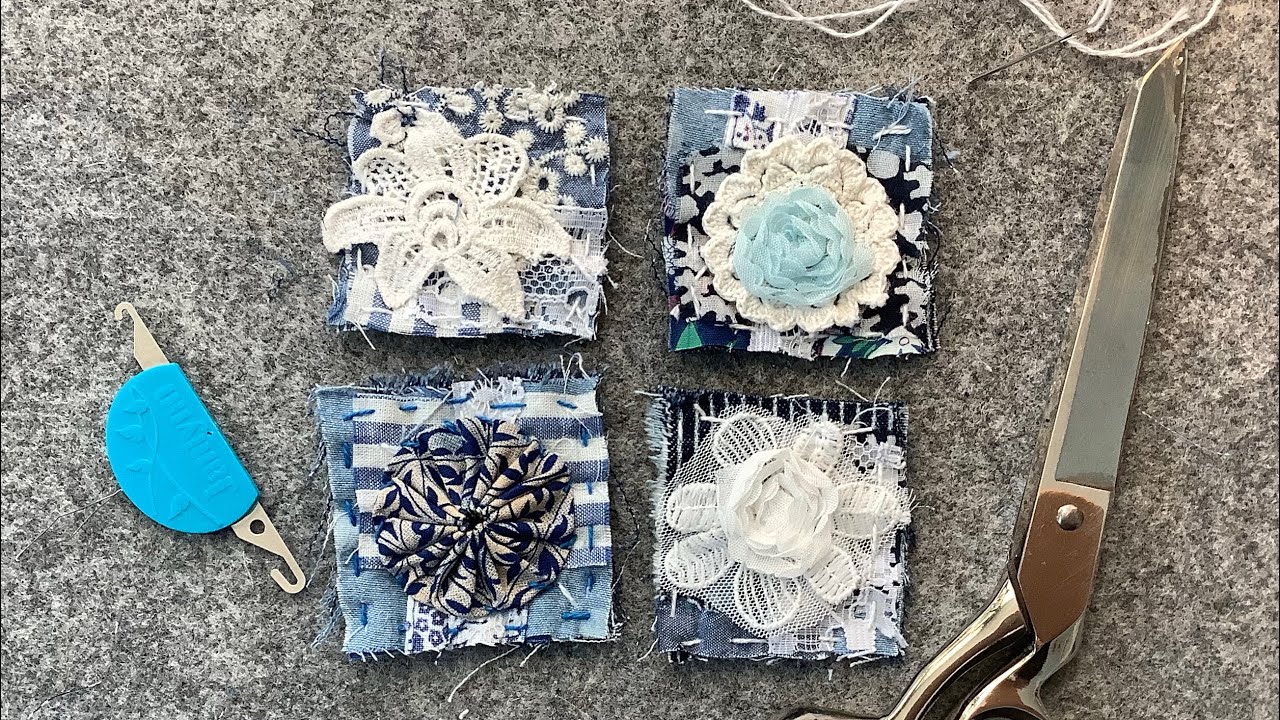#twinchietuesday  / Fabric 2” Squares / Using Denim Fabric as the Substrate / @SassySouthernNCGirl 