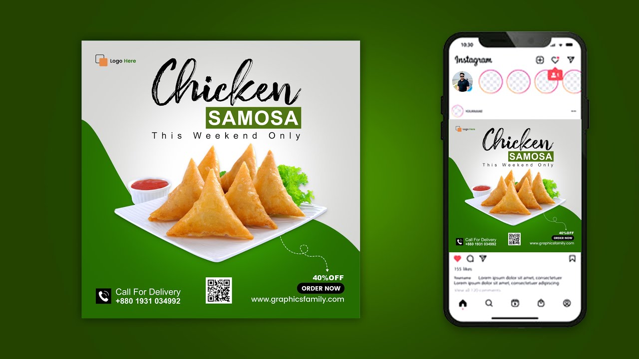 Photoshop Tutorial | Restaurant Food Social Media Post Design