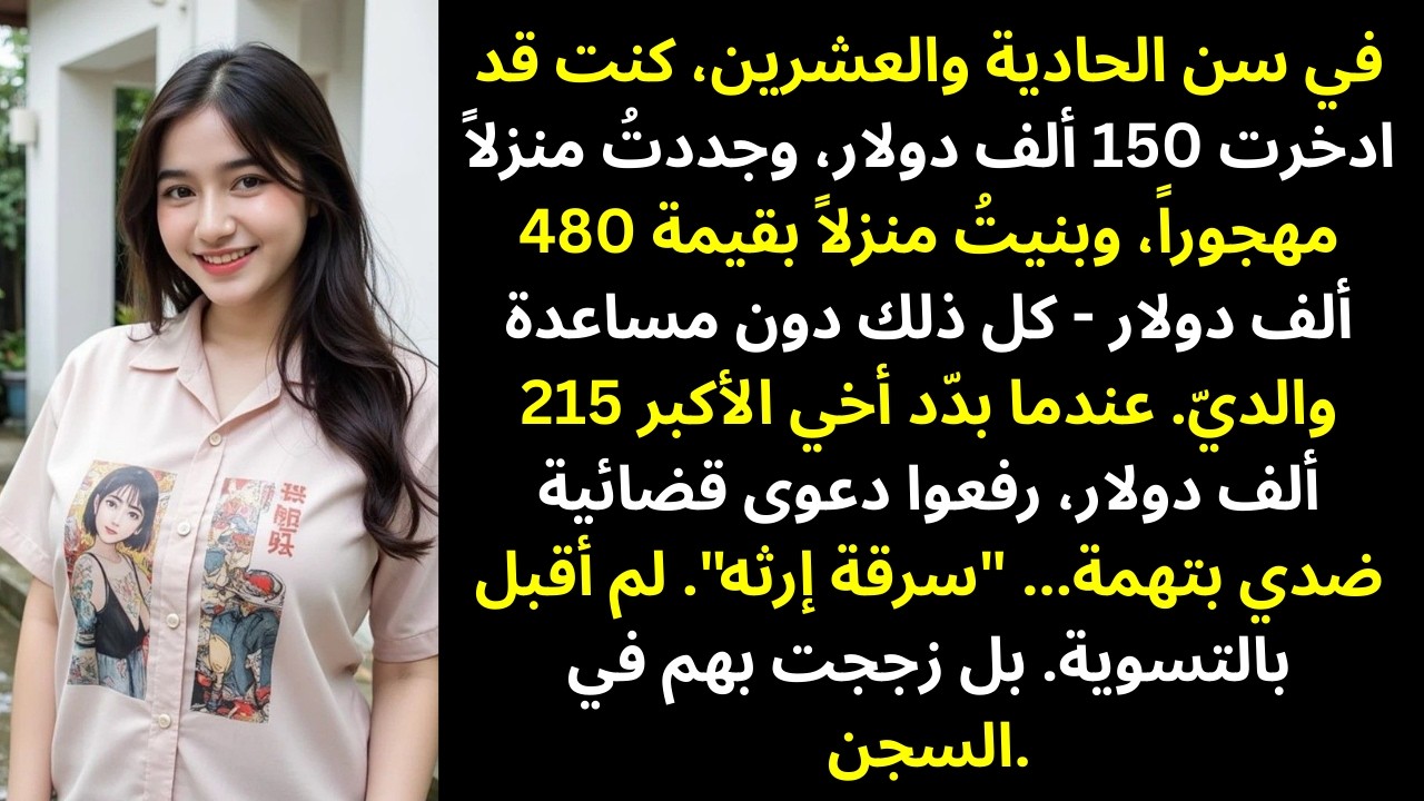 أعطى والداي أخي 215 ألف دولار، ولم يعطوني شيئًا… ففشل هو وبنيتُ بيتًا، فرفعوا دعوى لأخذه