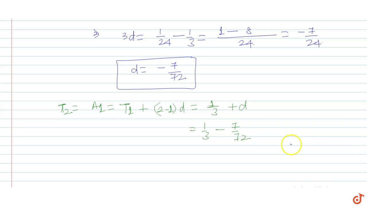 If `A_1, A_2`, be two arithmetic means between `1/3` and `1/24`, then their values are