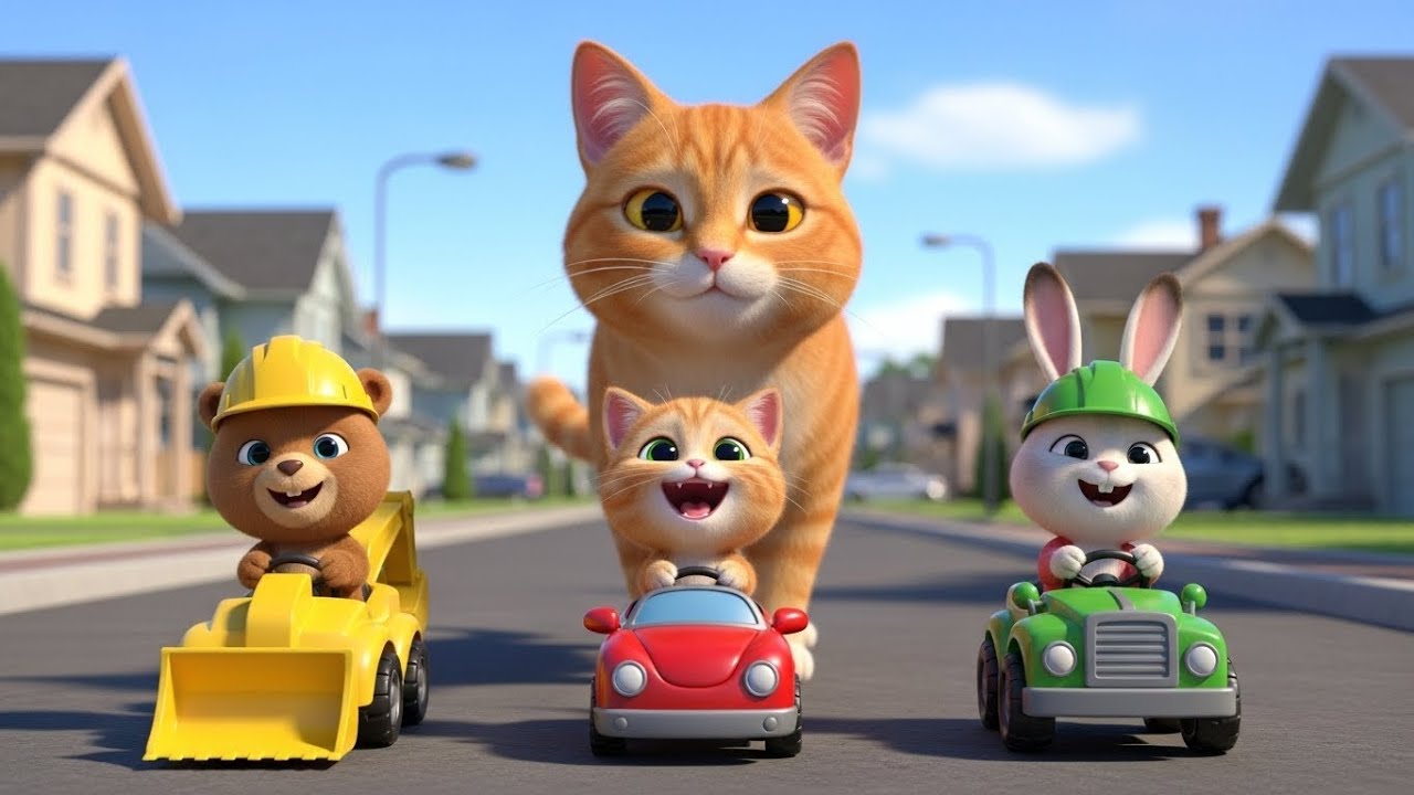Mama Cat Trims Her Kitten’s Fur on the Farm and Crafts a Cute Tiger Hat at Home