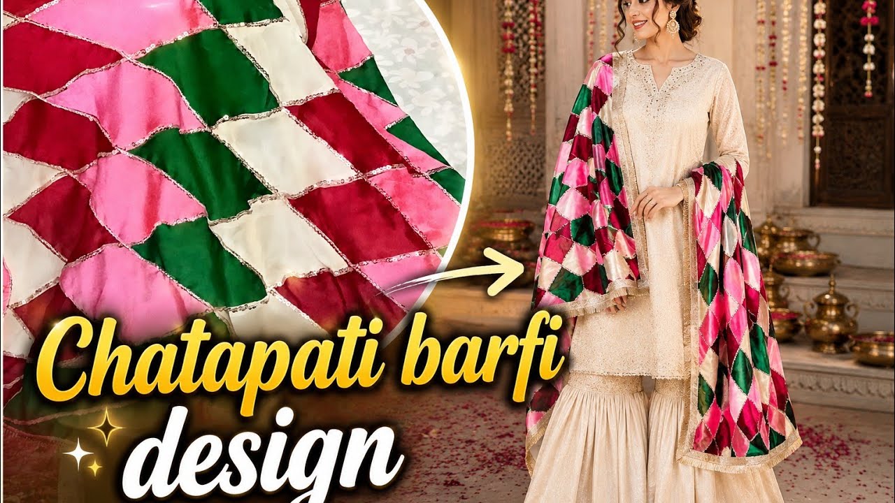 Chatapati dupatta making,multicolor barfi dupatta design,चटापटी दुपट्टा बरफ़ी डिज़ाइन इस तरह बनाएं
