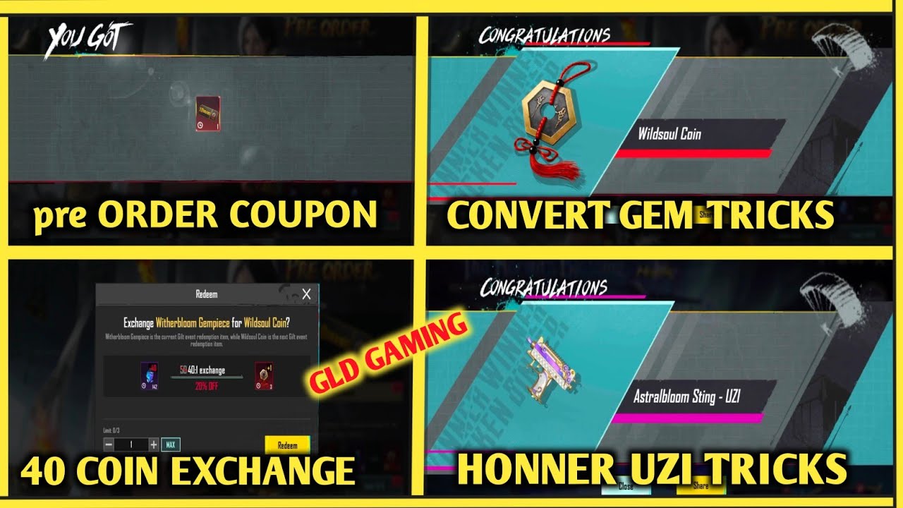 Pre ORDER COUPON purchase TRICKS 😱 M416 BIG TICKS HIW TO GEM CONVERT IN 40 COIN 