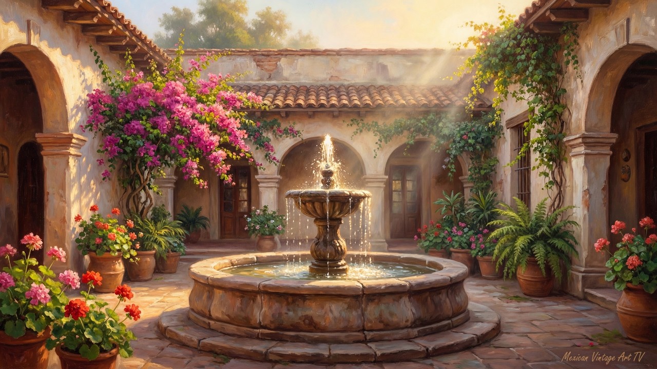 Hacienda Courtyard Fountain ⛲️| Classical Mariachi Fusion Fuente Patio Mexicano