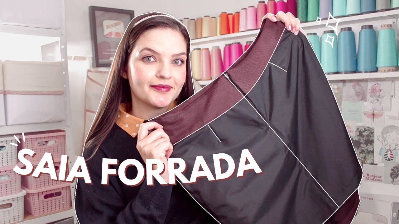 COMO FORRAR UMA SAIA - colocando forro numa saia com cós e ziper invisivel