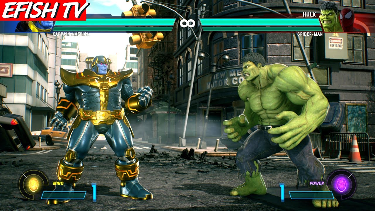 Танос и Капитан Америка против Халка и Человека-паука (Самый сложный ИИ) — Marvel vs Capcom: Infi...