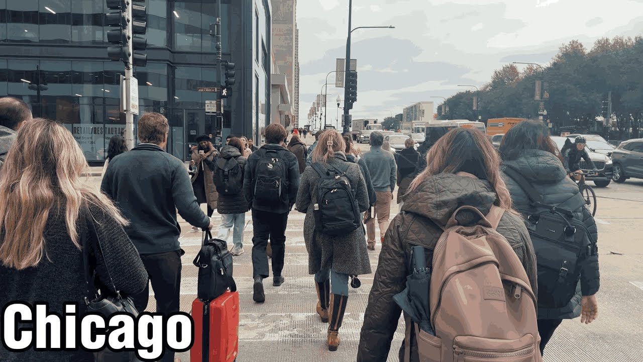 🇺🇸 CHICAGO LOOP Windy Morning Commute Walking Tour | October 22, 2025 | City Sounds 4K
