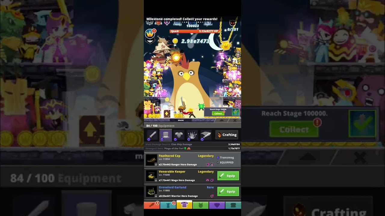 Tap Titans 2 - Stage 100000 in 268 hours!!!