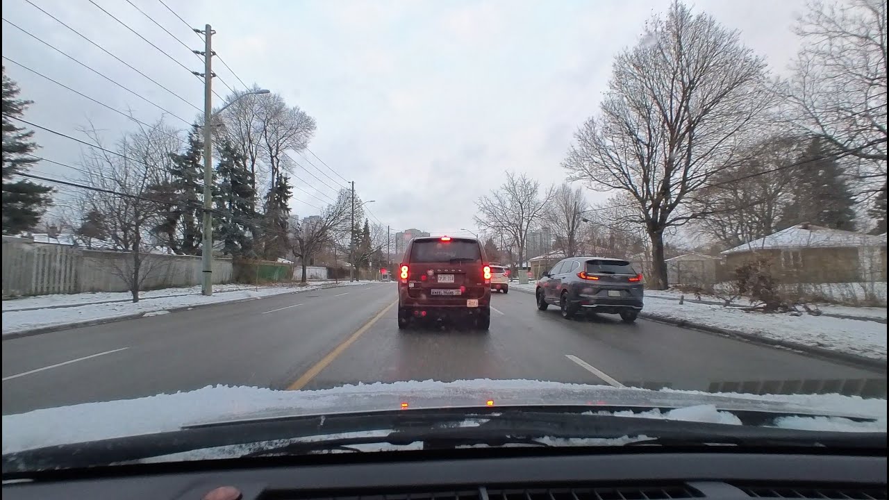 Winter Driving in Toronto | Light Flurries on Scarborough Roads (Evening Drive) **