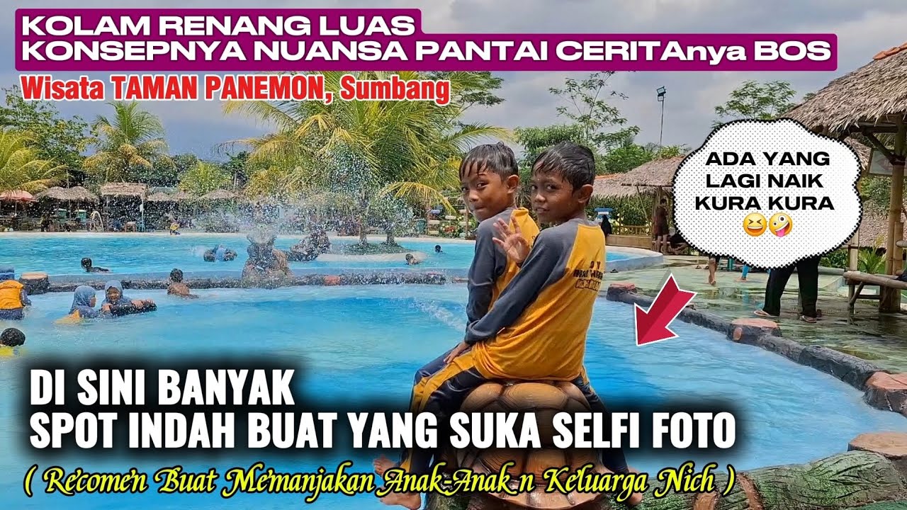 KEREN Kolam Renangnya TAH INI,KONSEPNYA PANTAI DI TENGAH TAMAN||Wisata Taman Panemon, Kec.Sumbang