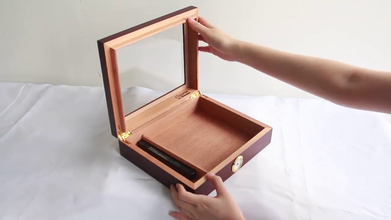High-end Glass Top Cigar Humidor with Hygrometer