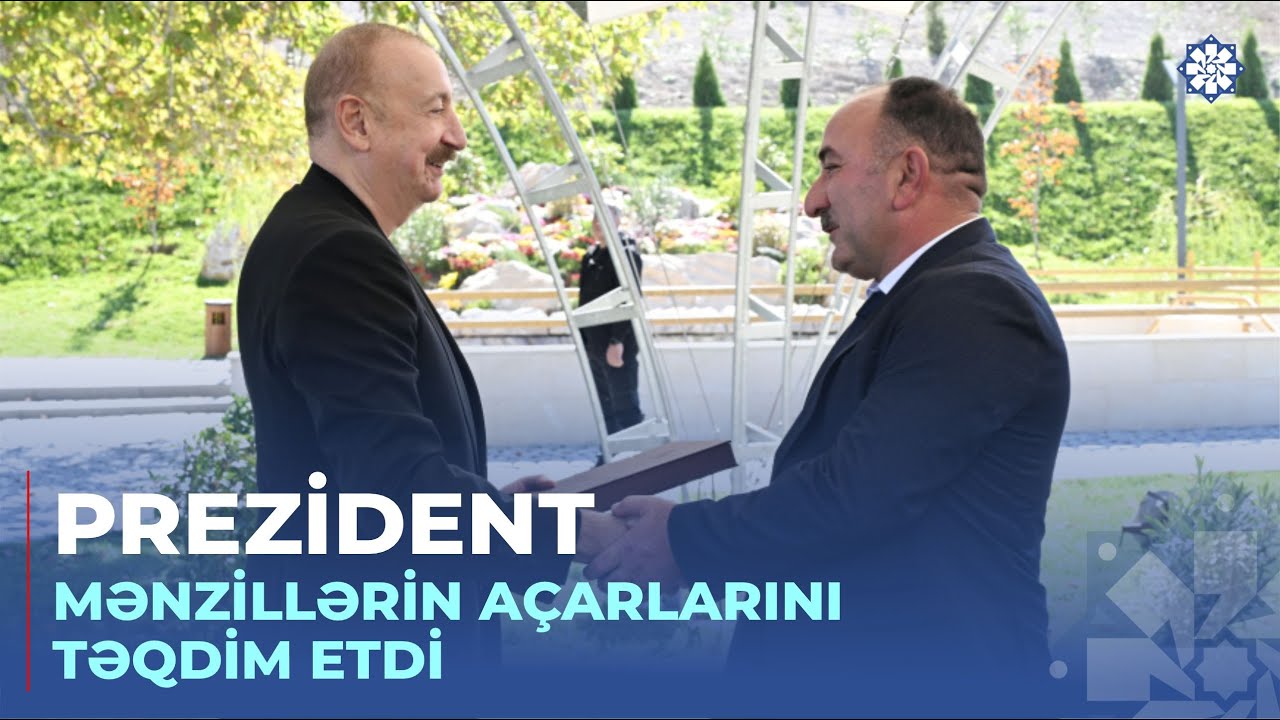 Prezident Cəbrayıl rayonunun Horovlu kəndinin sakinlərinə mənzillərin açarlarını təqdim edib