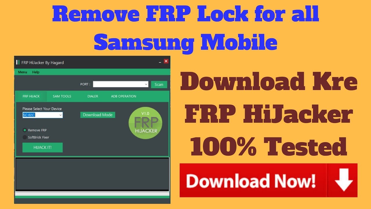 Remove FRP Lock for all Samsung Mobile (Download Kre FRP HiJacker 100% Tested)