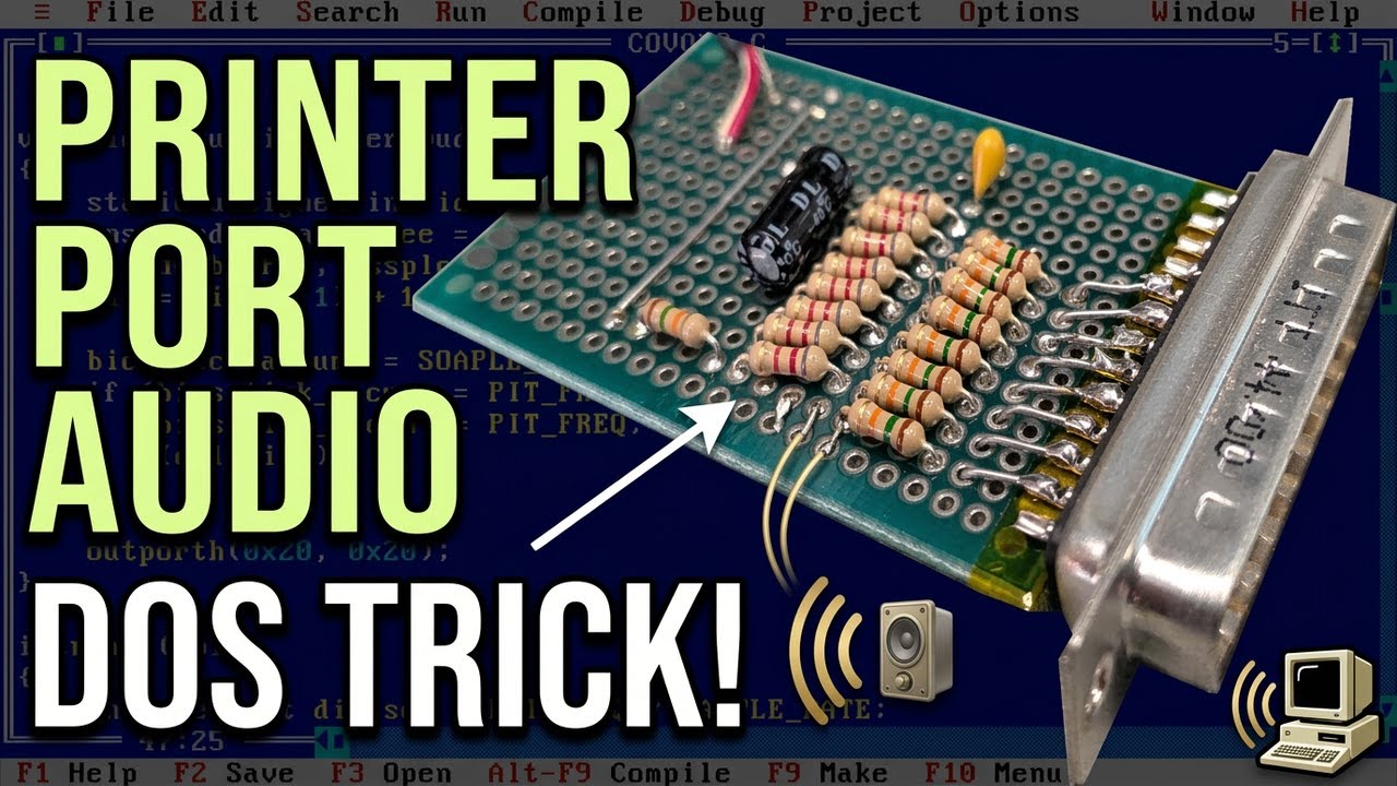 PC Audio with just a parallel port - MS-DOS programming