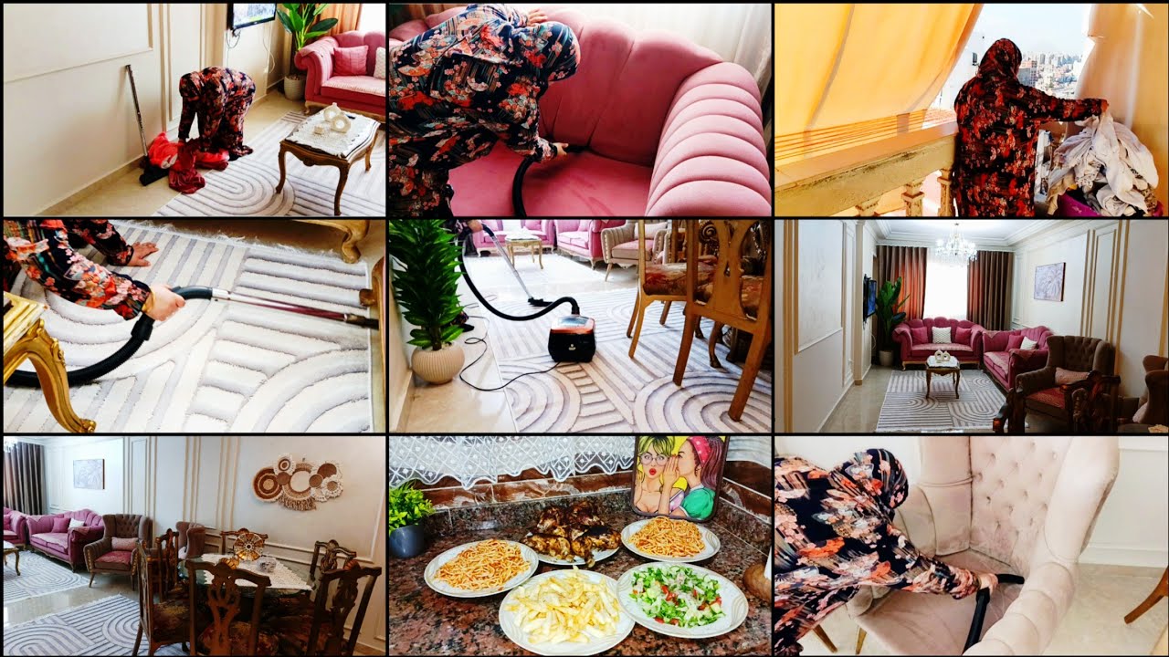 روتين🌿تنظيف عميق للريسبشن بعد التجديد لاستقبال الاجازة 💃