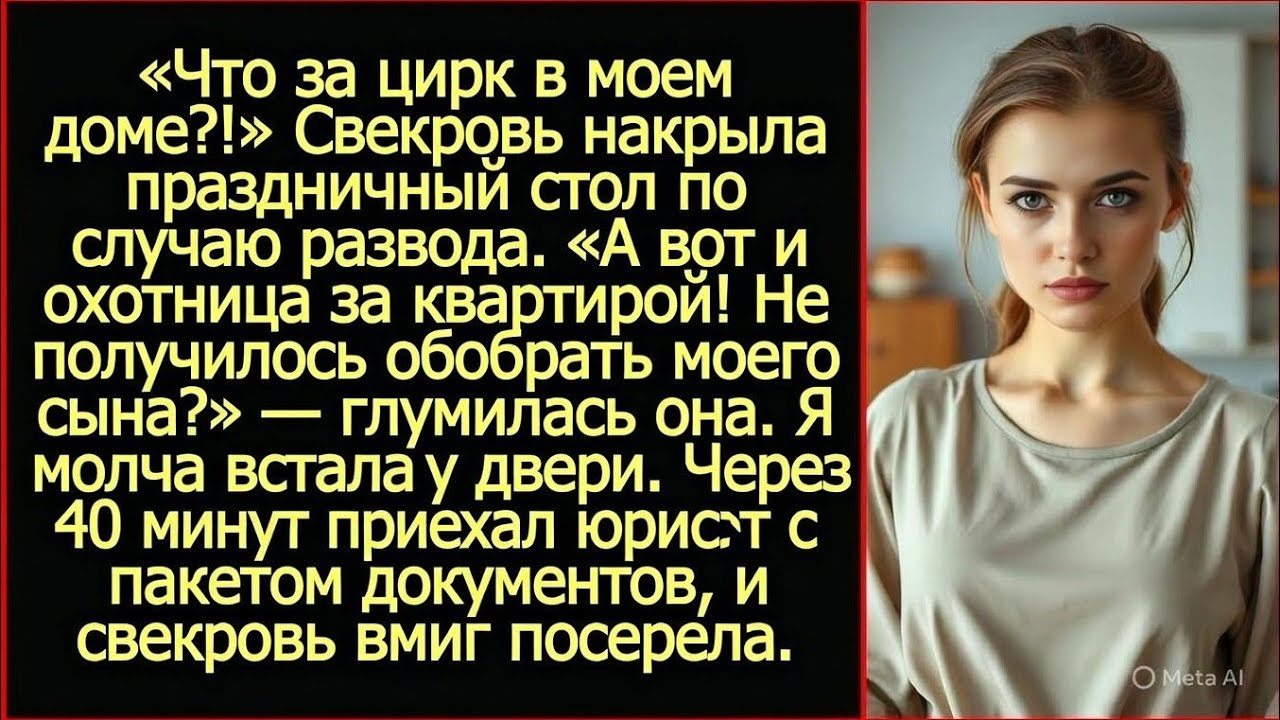 Свекровь накрыла стол в честь развода: «Ну что, не получилось обобрать сына?» Но тут приехал юрист.