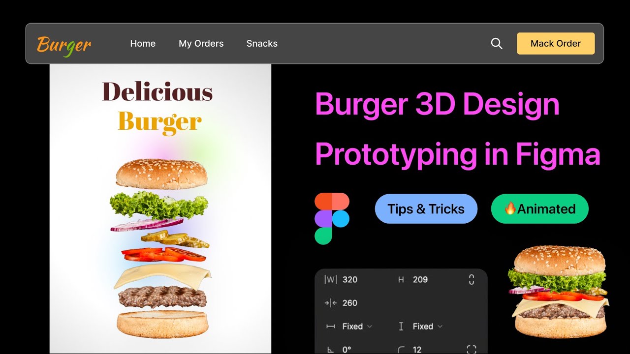 Figma UI/UX Design Tutorial | 3D Burger App UI Design in Figma
