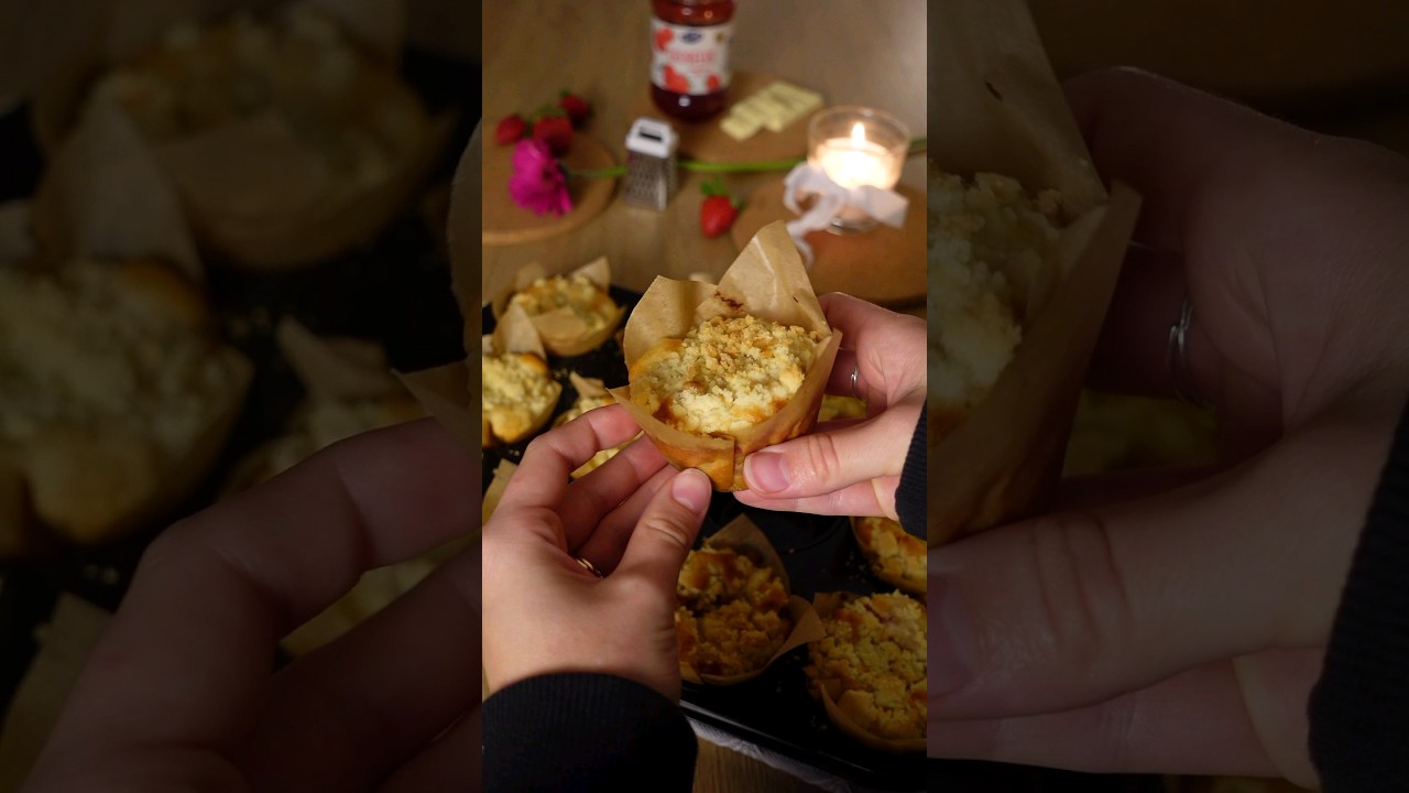 strawberry crumble muffins 🍓🧁 #backen #bake #rezept #recipe #strawberry #crumble #erdbeer #muffin