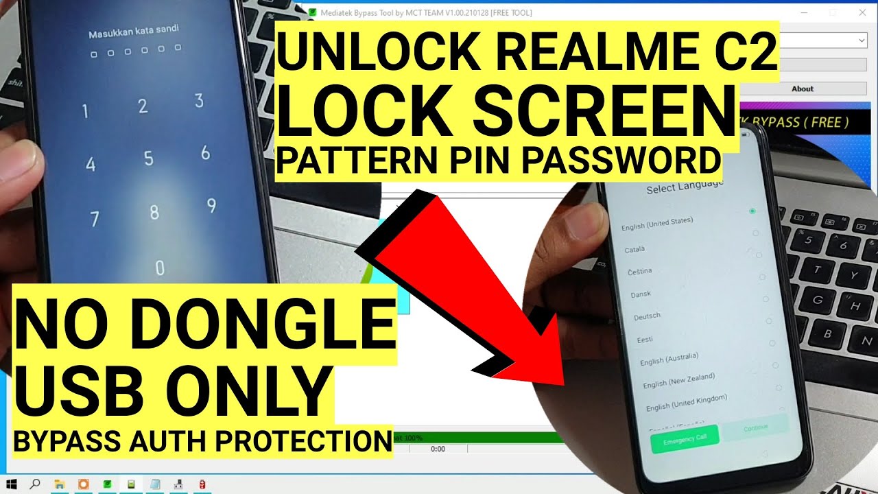 Unlock Kunci Layar Realme C2 RMX1941 Pola Pin Sandi Tanpa Dongle dan Box
